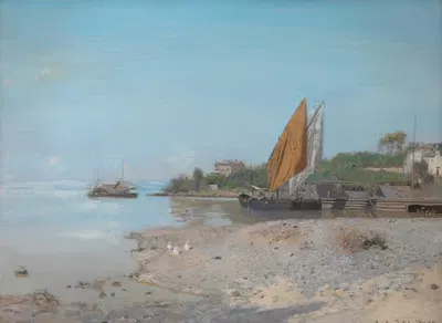 Uferlandschaft der 'Ika' (Ika bei Abbazia) by Eugen Jettel, 1899 — digital art print download