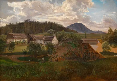 Salzburgische Landschaft mit Gutshof by Friedrich Loos — digital art print download