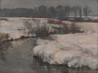 Река зимой (пейзаж) by Ганс фон Хайек, 1907 — digital art print download