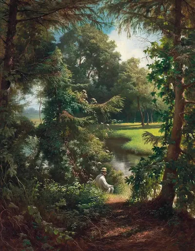 Fishing on a sunny afternoon by Henri Biva — digital art print download