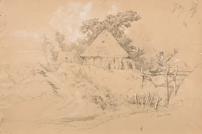 Pêcheur et cabane by Jacques-Raymond Brascassat, 1842 — digital art print download