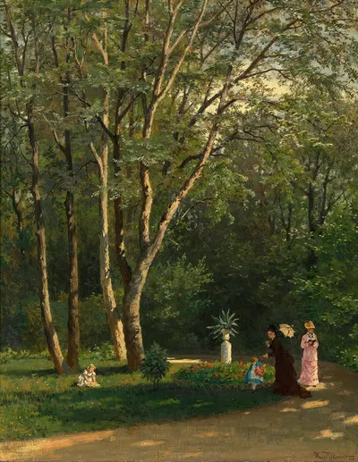In einem Wiener Garten (II., Praterstraße 60) by Hugo Darnaut, 1878 — digital art print download