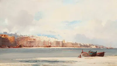 Фигуры на берегу перед Рабатом, Марокко by Жан-Батист-Анри Дюран-Браже — digital art print download