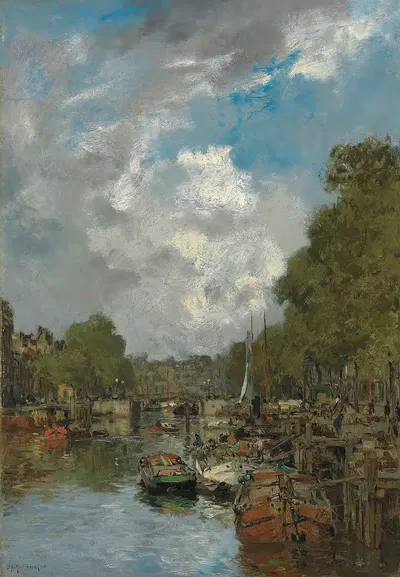 A busy canal, Rotterdam by Johan Hendrik Van Mastenbroek, 1909 — digital art print download