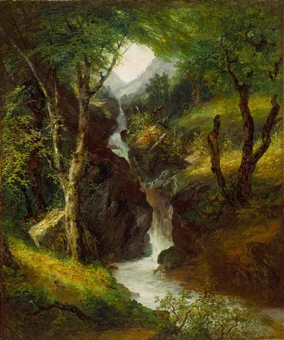 Cascade in the Forest by John Frederick Kensett, 1852 — digital art print download