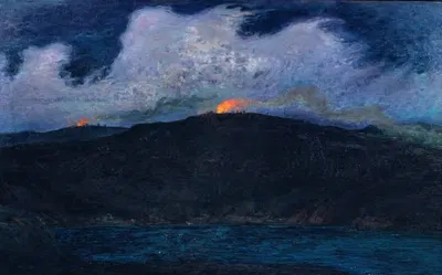Мидсаммерские костры в бурную погоду by Карл Норстрём, 1900 — digital art print download