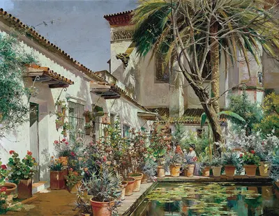 First Atrium of Santa Paula Convent, Seville by Manuel García y Rodríguez — digital art print download