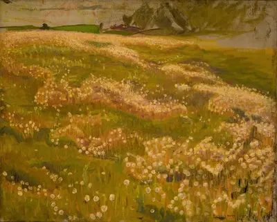 Эскиз к Рыцарю и Девушке (Одуванчиковое Поле) by Ричард Берг, 1897 — digital art print download