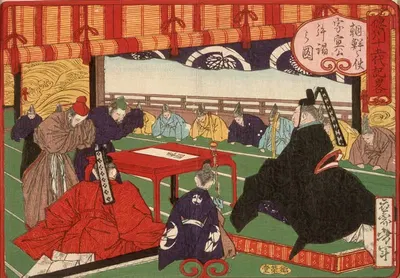 A Messenger from Korea in Audience with Tokugawa Ienobu by Tsukioka Yoshitoshi, 1875 — digital art print download