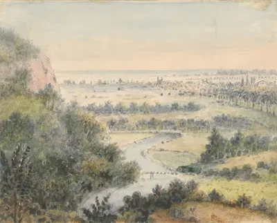 Нью-Хейвен с Восточной скалы by Александр Джексон Дэвис, 1836 — digital art print download
