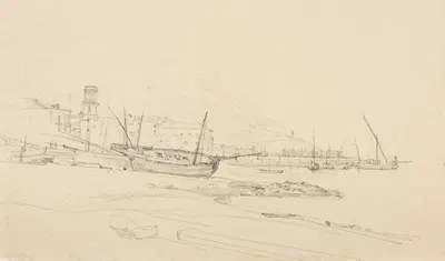 Vue d'un port indéterminé. by Jacques-Raymond Brascassat — digital art print download