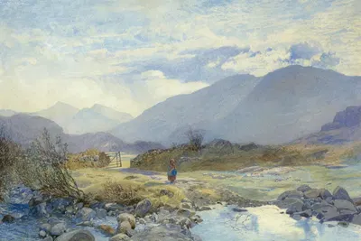 Capel Curig With Snowdon And The Glyders In The Distance, North Wales by Alfred William Hunt — digital art print download