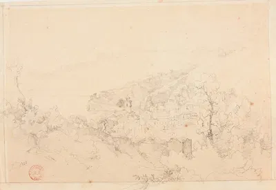 Vue d'une ville indéterminée by Jacques-Raymond Brascassat, 1828 — digital art print download