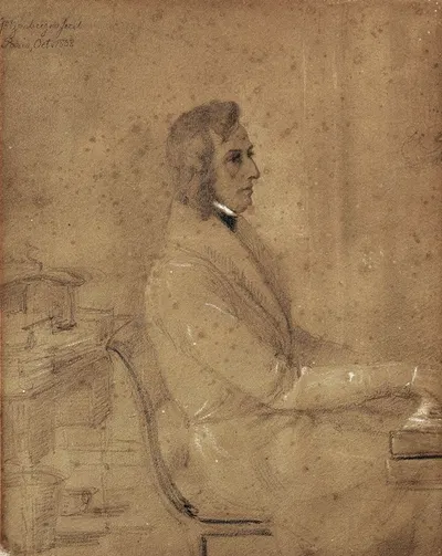 Fryderyk Chopin at the piano by Jacob Götzenberger, 1838 — digital art print download