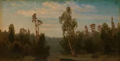 Исследование пейзажа с озером by Август Каппелен, 1850 — digital art print download