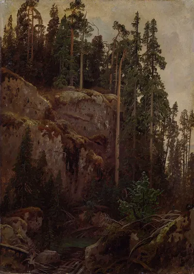 Изучение пейзажа с обрывом by Август Каппелен, 1850 — digital art print download