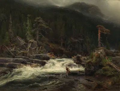 Водопад в Телемарке by Август Каппелен, 1852 — digital art print download