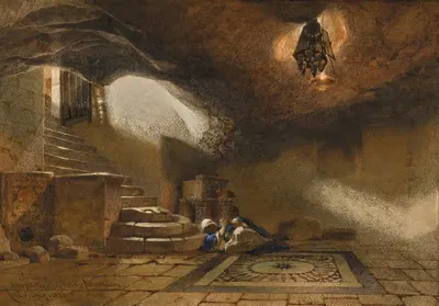 Пещера под Святым камнем, Иерусалим by Карл Хааг, 1859 — digital art print download