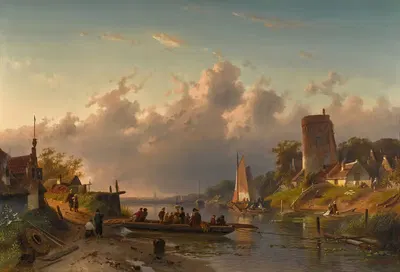 Вечер у реки by Шарль Лейкерт, 1867 — digital art print download