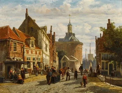 Zuiderspui с Дроммедарисом, Энкхузен by Корнелис Спрингер, 1866 — digital art print download