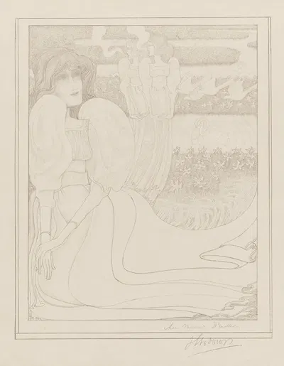 Allegorische voorstelling met drie vrouwen in een tuin by Ян Тoorоп, 1894 — digital art print download