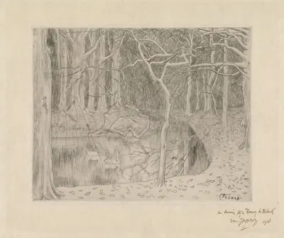 Bos met vijver en zwanen by Ян Тoorоп, 1895 — digital art print download
