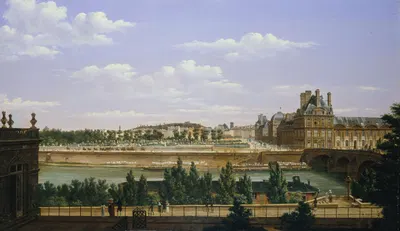 Le Jardin et le palais des Tuileries, vus du quai d'Orsay. by Etienne Bouhot, 1813 — digital art print download