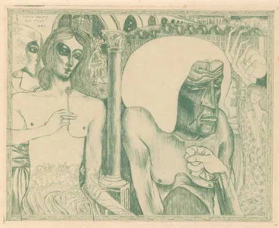 Oude vrouw omringd door jonge vrouwen by Ян Тoorоп, 1895 — digital art print download