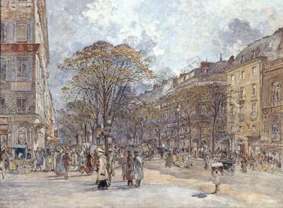 Бульвар Итальянцев, утренний вид by Фредерик Убро, 1902-1903 — digital art print download