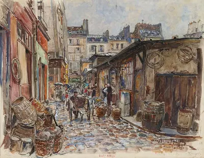 Рынок Красных детей, западная сторона, под дождем, в 1907 году. 3-й округ by Фредерик Убро, 1907 — digital art print download