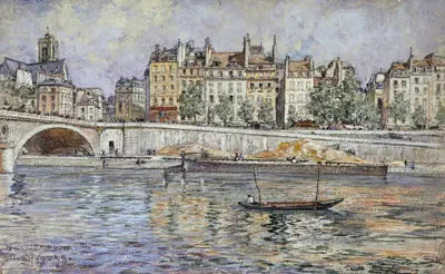 Набережная мэрии и мост Луи-Филиппа by Фредерик Убро, 1899 — digital art print download