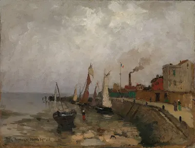 Fransk havn (Le Havre) by Frits Thaulow, 1875 — digital art print download