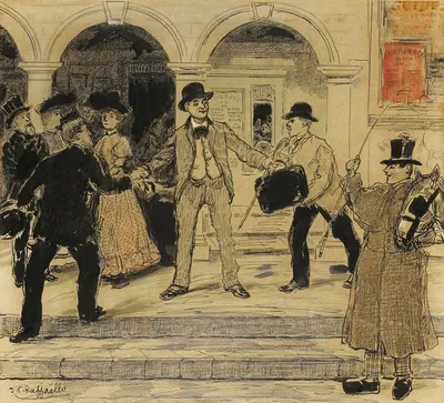 Comédien arrivant dans une ville de province by Жан Франсуа Раффаэлли — digital art print download