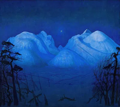 Зимняя ночь в горах by Харальд Сольберг, 1914 — digital art print download