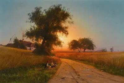 Поздним летним вечером, Украина by Иосиф Евстафьевич Крачковский, 1888 — digital art print download