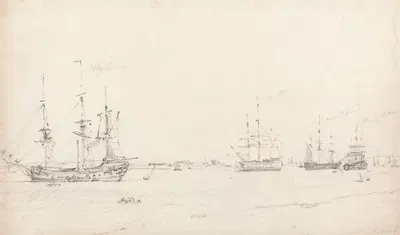 Four East Indiamen at Archor by John Constable, 1803 — digital art print download