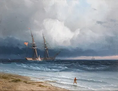Корабль у берега by Иван Константинович Айвазовский, 1861 — digital art print download