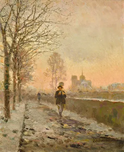 Quai de la Tournelle, Париж by Иван Павлович Похитонов, 1909 — digital art print download