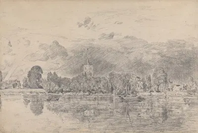 Fulham Church from across the River by John Constable, 1818 — digital art print download