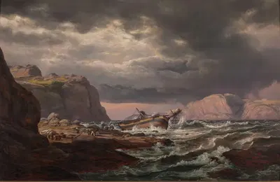 Кораблекрушение на побережье Норвегии by Иоганн Кристиан Даль, 1832 — digital art print download