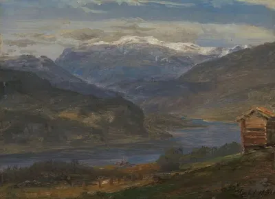 Вид на Хьелле в Вальдресе by Иоганн Кристиан Даль, 1850 — digital art print download