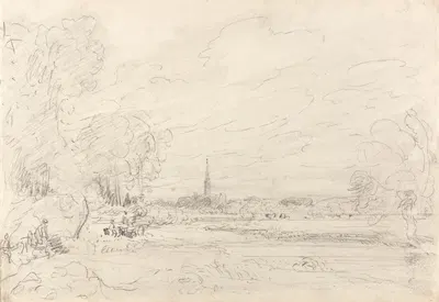 Salisbury Cathedral From the Meadows by John Constable, 1829 — digital art print download