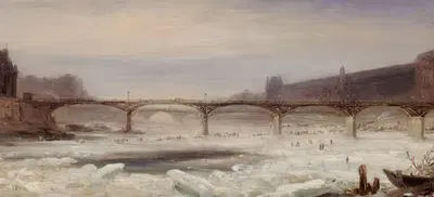 La Seine et le Pont des Arts, en janvier 1848 by Jean-Jacques Champin, 1848 — digital art print download