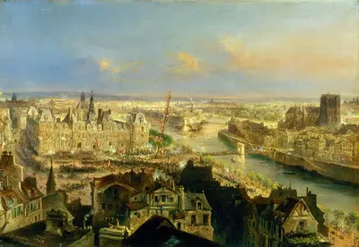 Plantation d'un arbre de la Liberté, devant l'hôtel de Ville, le 24 mars 1848 by Jean-Jacques Champin, 1848 — digital art…
