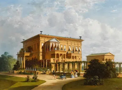 Прогулка по садам дворца Лейхтенберг, Петергоф by Иосиф Андреас Вайс, 1873 — digital art print download