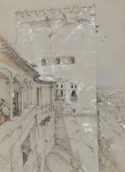 The Torre de Comares, Alhambra by Джон Фредерик Льюис, 1835 — digital art print download