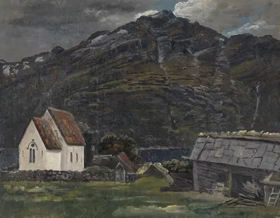 The Church at Ullensvang in Hardanger by Knud Baade, 1835 — digital art print download