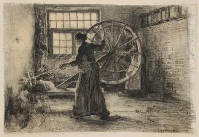 Пряха by Леон Огюст Лермиц, 1891 — digital art print download