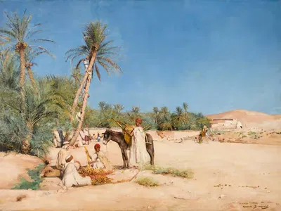 Harvesting dates in Chetma by Maurice Bompard, 1891 — digital art print download