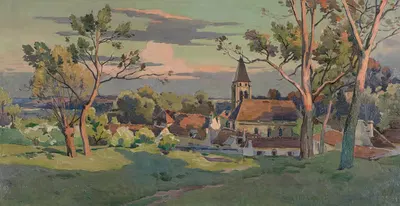 Деревня с церковью by Поль Леон Феликс Шмитт, 1902 — digital art print download